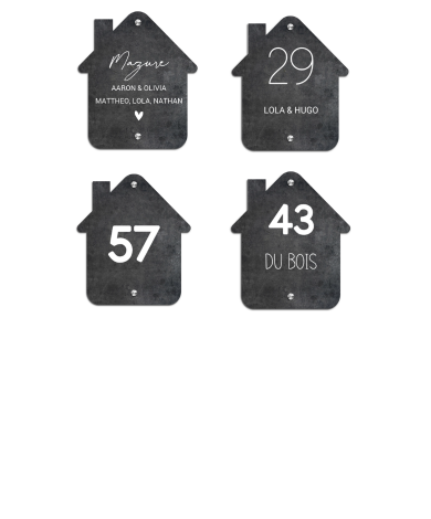 Plaque numéro maison en forme de maison - Ardoise