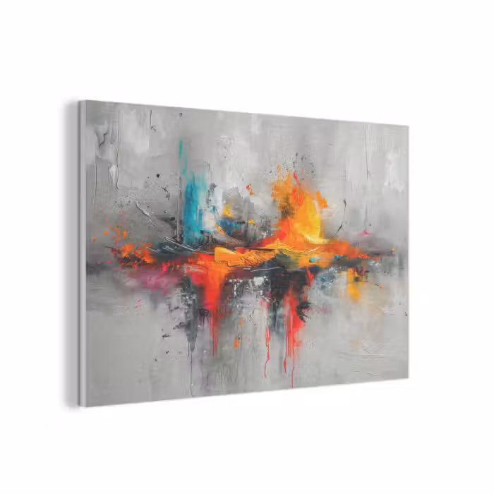 Tableau acoustique - Art moderne - Orange - Gris - Abstrait
